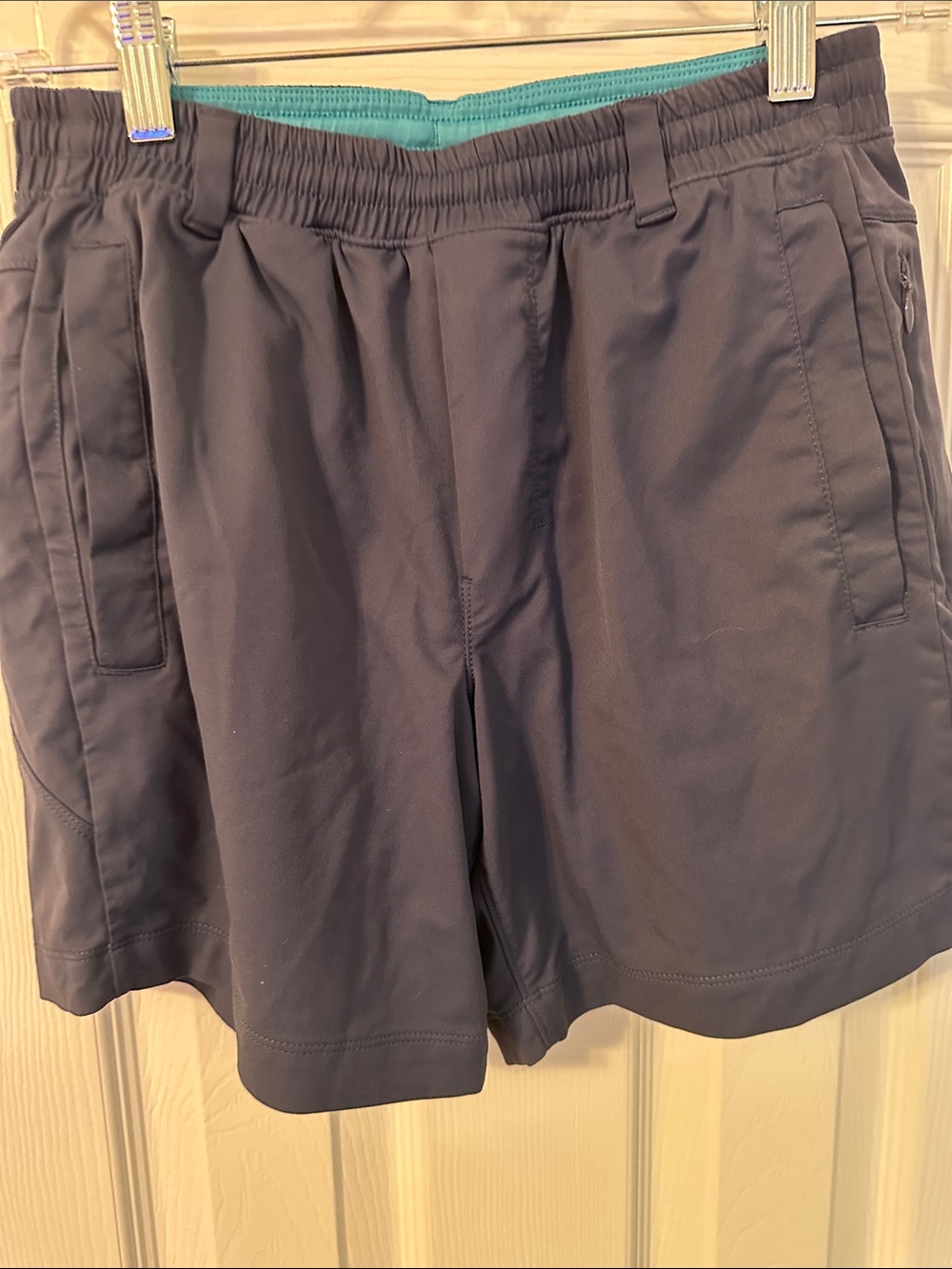 Men's Performance Shorts in Navy with Teal Waistband